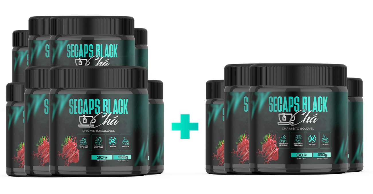 SecapsBlack Chá - Kit 12 Potes